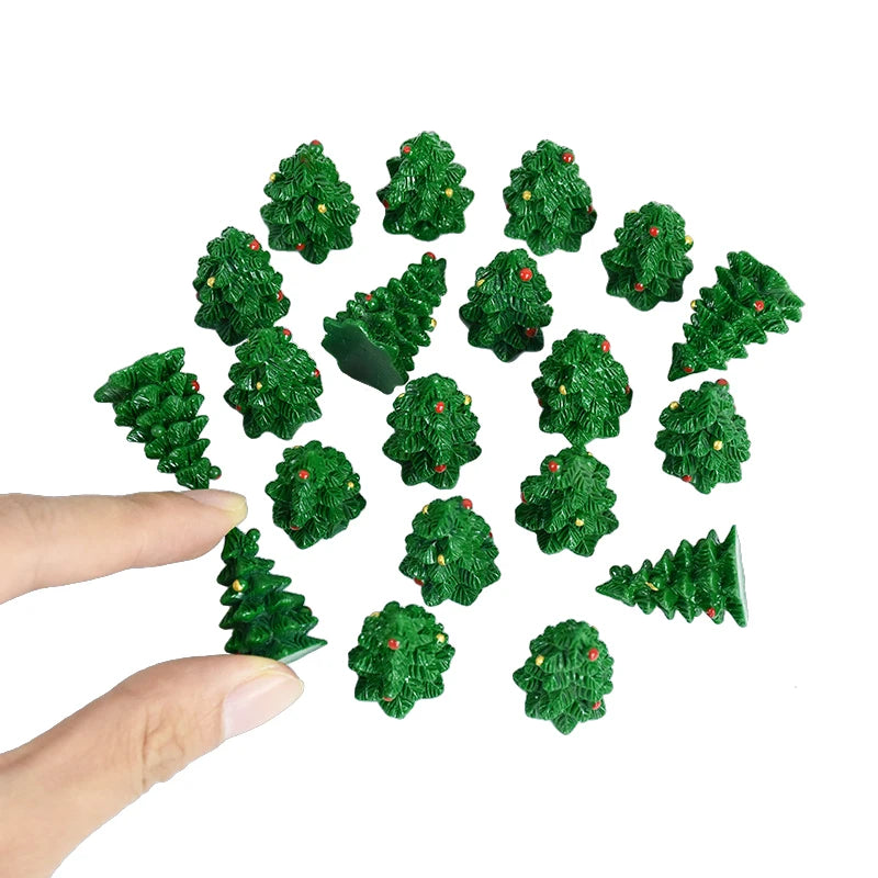 5/10pcs Mini Christmas Tree Couple Figurine Resin Xmas Trees Ornament Miniature Landscape Decor Christmas Decoration For Home