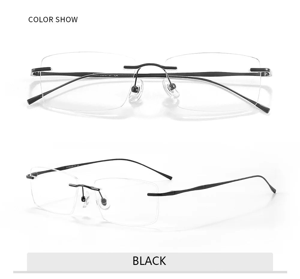Pure Titanium Glasses Anti Blue Light Men's Eyeglasses Frames Luxury Brands Rimless Glasses Women Pure Titanium Computer Lenses