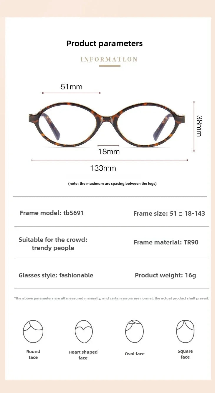 BLMUSA Retro Anti Blue Ray Photochromic Myopia Glasses Women Oval Small Frames Prescription Glasses Pop Classic Reading Glasses