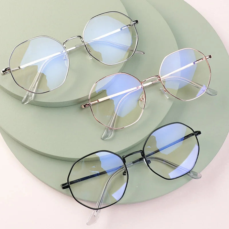 Fashion Ultra-Light Polygon Frame Anti-blue Light Glasses Unisex Reading Eyewear UV400 Shades Flat Mirror Eyeglasses