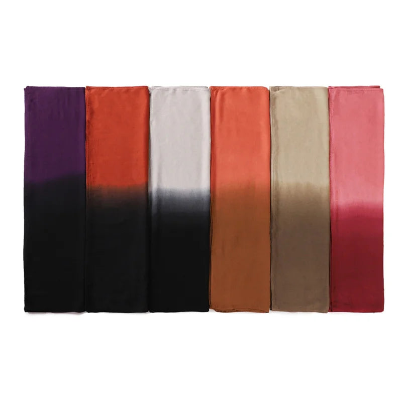 90*185cm Big Size Women Gradient Color Cotton Rayon Hijab Scarf Lady High Quality Wraps Shawls Muslim Headband Islamic Scarves