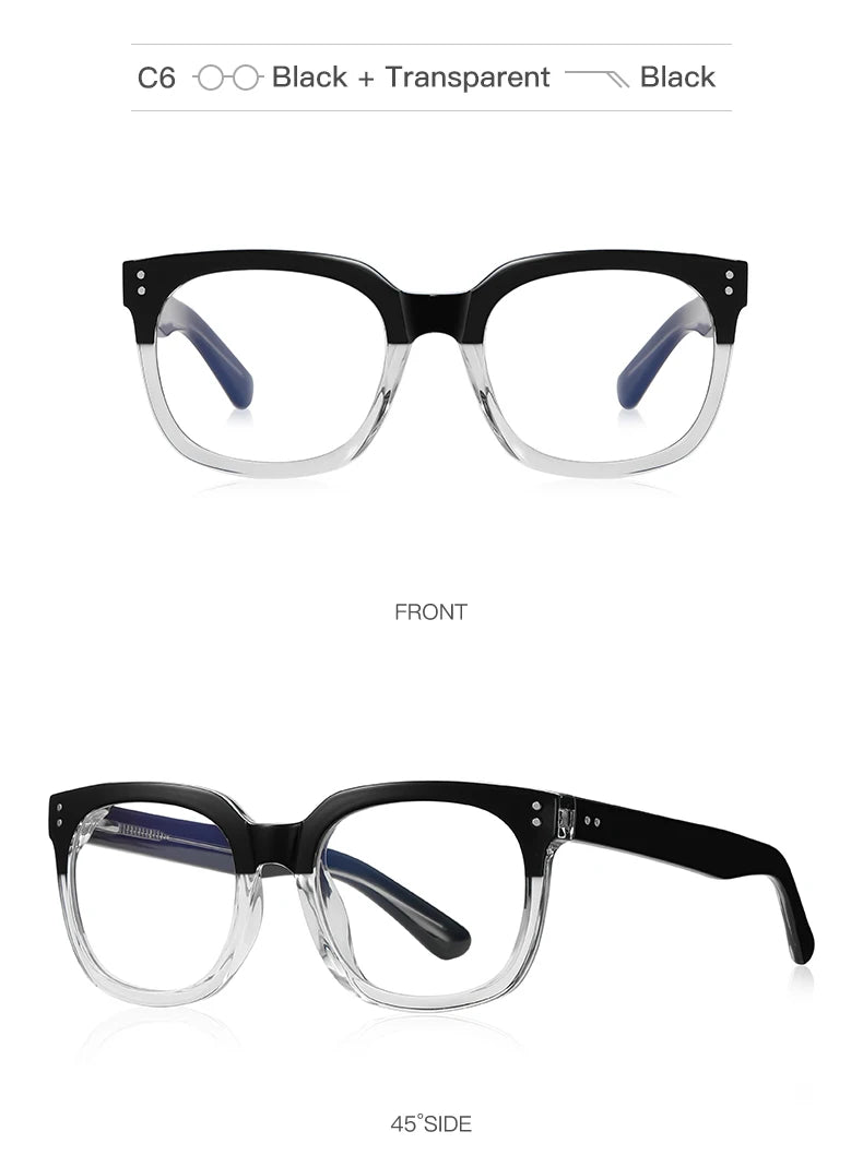 JMISUS Classic Prescription Glasses for Women Men Square Anti Blue Light Lenses Myopia Hyperopia Correction Office Use