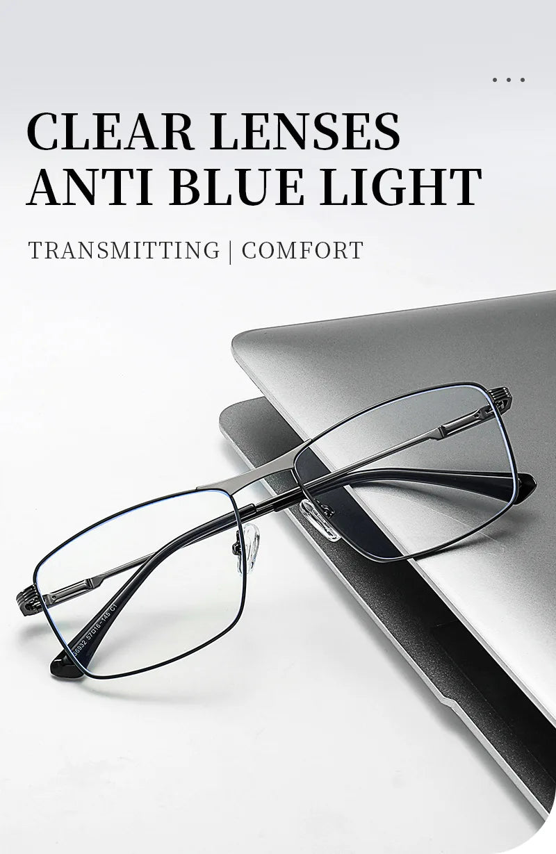 JMISUS 2025 Fashion Alloy Square Prescription Glasses Man Anti-Blue Light/Photochromic Myopia Eyewear Optical Eyeglasses