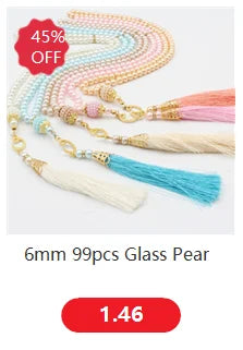 6mm 99pcs Glass Pearls Tassel Turkish Style Muslim Rosary Islamic Prayer Beads Bracelet For Women Jewelry Accessories Gift