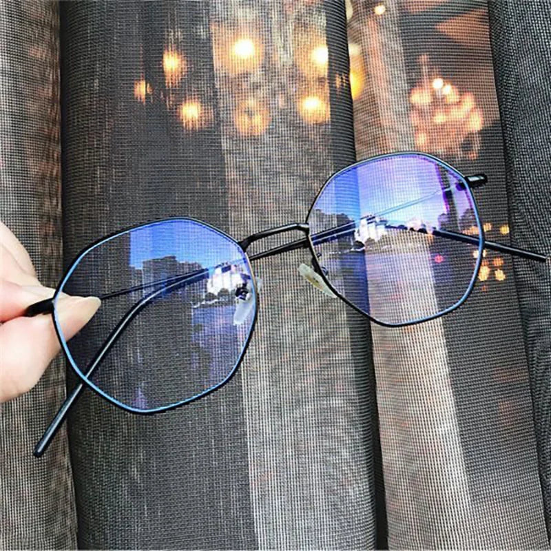 Fashion Ultra-Light Polygon Frame Anti-blue Light Glasses Unisex Reading Eyewear UV400 Shades Flat Mirror Eyeglasses