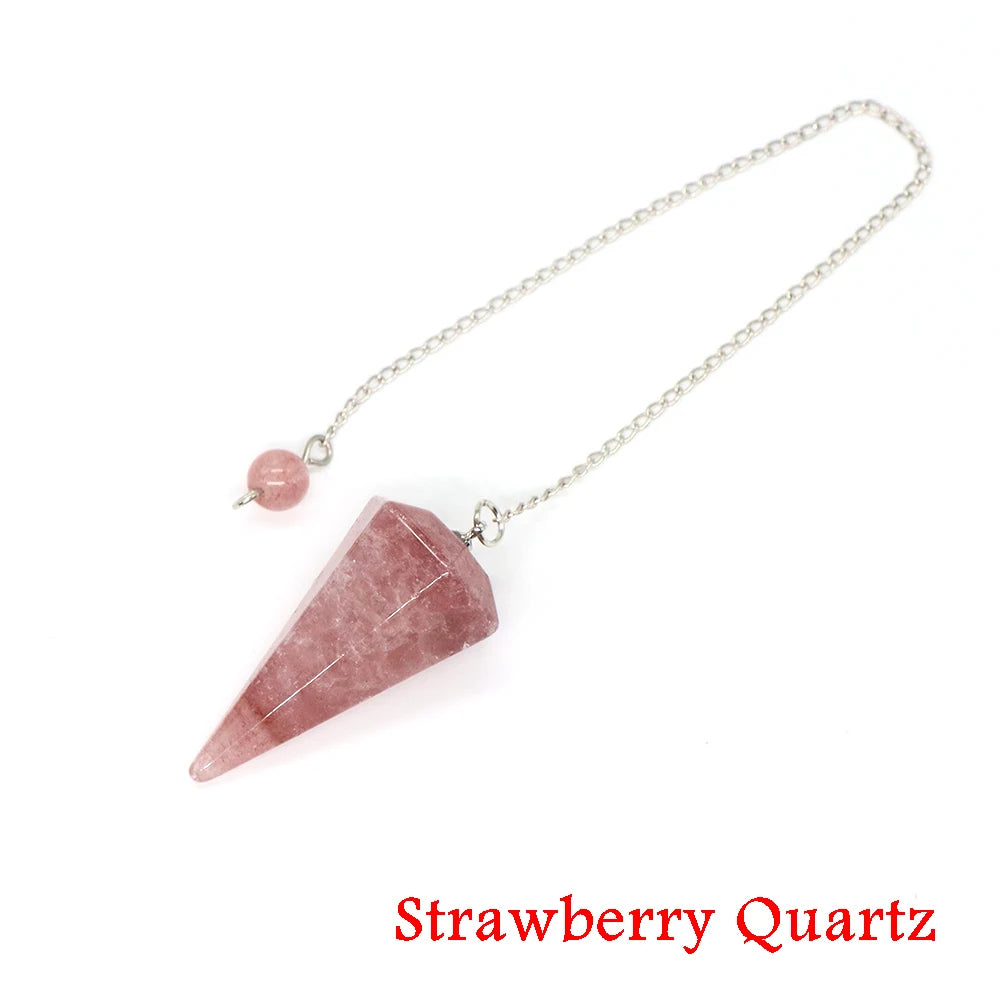 Healing Crystal Pendulum Divination Dowsing 7 Chakra Quartz Pendulums Natural Gemstone Reiki Wicca Spiritual Pendant Pendulos