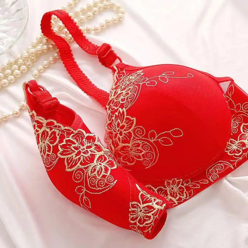 Front Closure Posture Corrector Bras Women Lace Jacquard Trim Seamless Bra Sexy Gathering Push Up Secondary Breast Shrinkage Bra