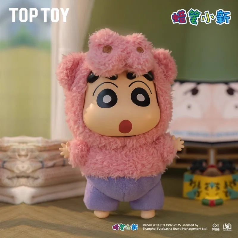 TOP TOY Crayon Shinchan Dressing Party Series Mystery Box Vinyl Wool Anime Figure Custom Collectible Toy Ornament Birthday Gift