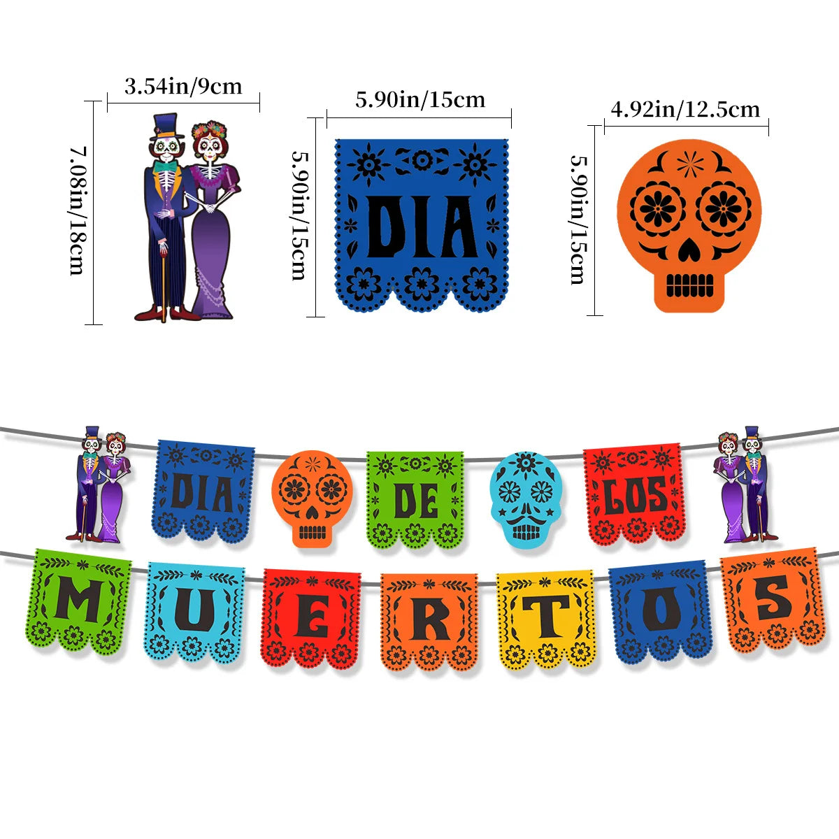 Mexico Day of the Dead Theme Party Hanging Decor Skull Banner Spiral Swirl Halloween Party Decoration Supplies