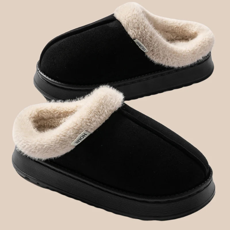 Women's Winter Slippers Non-Slip Indoor House Shoes, Plush Fleece Lined Warm Cotton Slippers with Soft Sole for Home Comfort