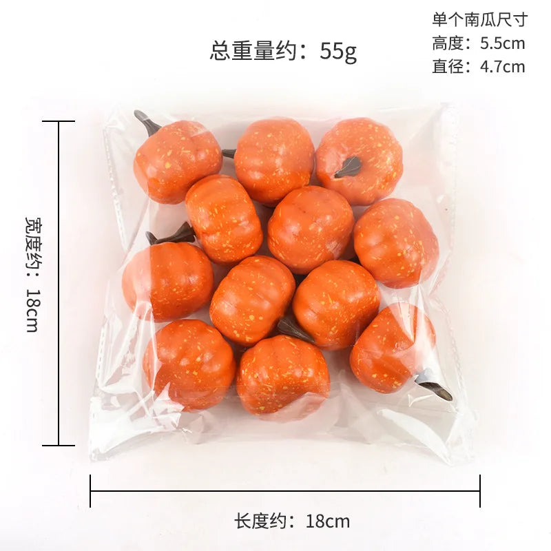 12Pcs Artificial Orange Pumpkins for Harvest Fall Wedding Thanksgiving Halloween Decorative Table Centerpieces