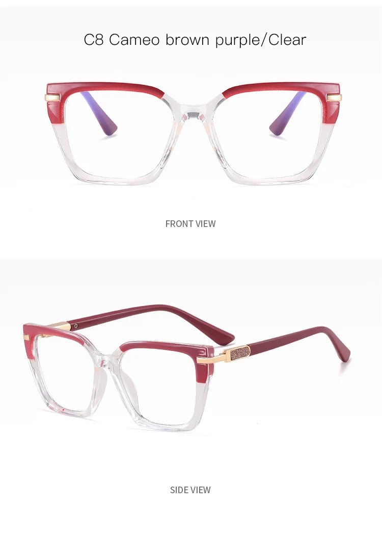 JMISUS Lightweight TR90 Butterfly Prescription Progressive Glasses Women Anti Blue Light Photochromic Square Optical Eyeglass