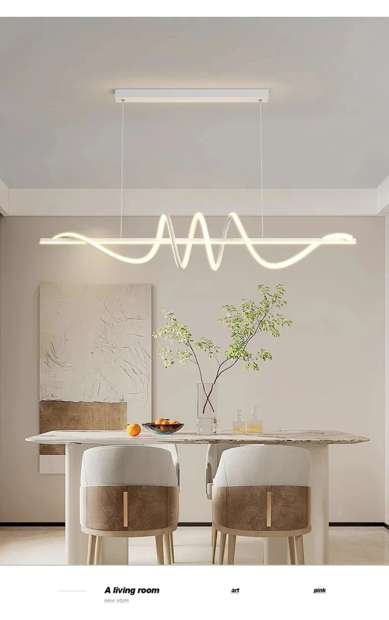 Minimalist Long Strip Restaurant Ceiling Chandelier Home Decor Bedroom Living Room Pendant Light Dining Table Bar Hanging Lamps