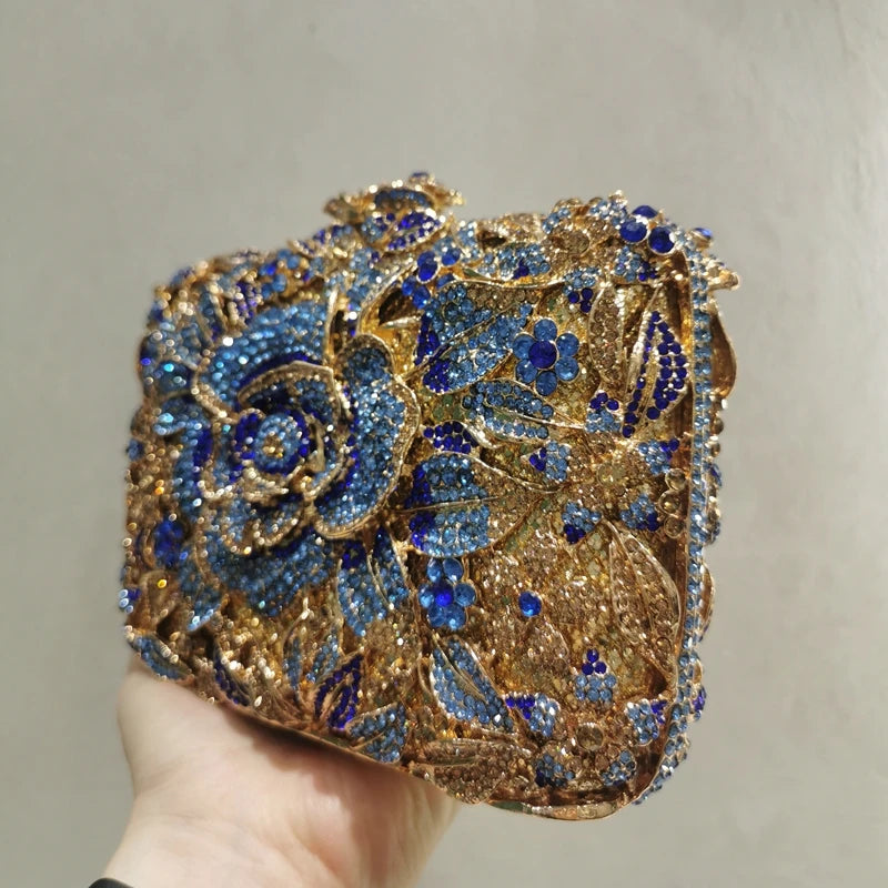 2025 New Arrival Flower Crystal Wedding Bridal Clutch Purse Luxury Designer Women's Dinner Party Cocktail Handbags Diamond Bags