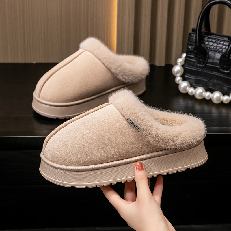 Women's Winter Slippers Non-Slip Indoor House Shoes, Plush Fleece Lined Warm Cotton Slippers with Soft Sole for Home Comfort