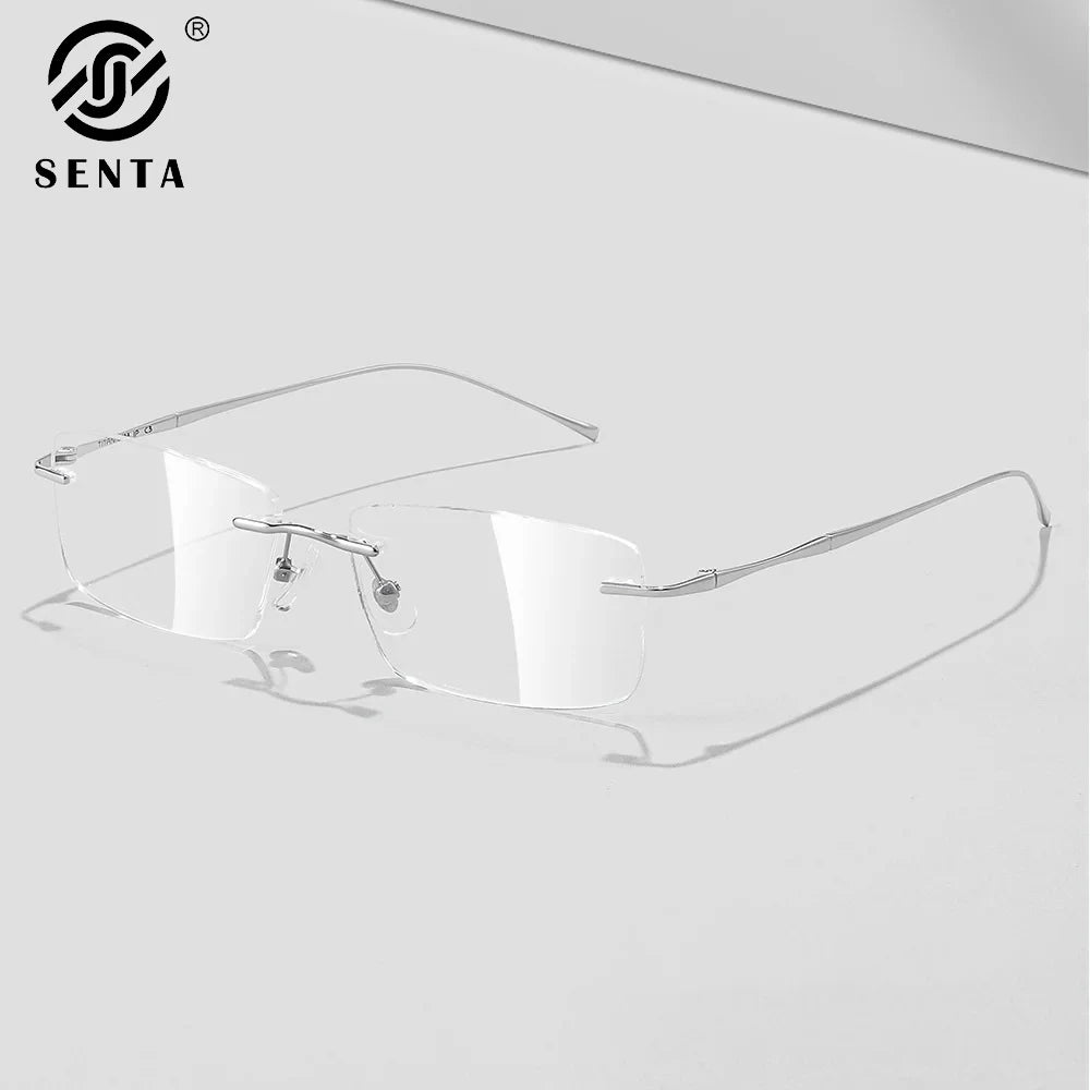 Pure Titanium Glasses Anti Blue Light Men's Eyeglasses Frames Luxury Brands Rimless Glasses Women Pure Titanium Computer Lenses