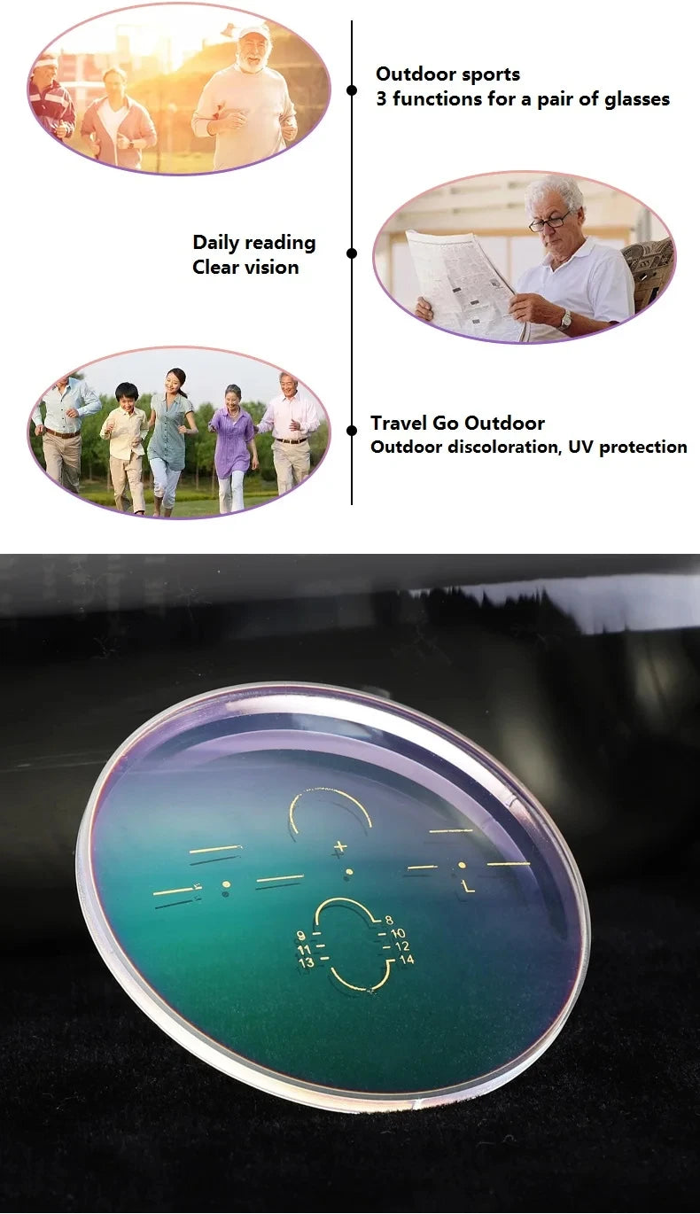 Photochromic Progressive Multifocal Anti-blue Light Lenses 1.61 1.67 Prescription Optic Glasses Myopia Presbyopia Colour Lenses