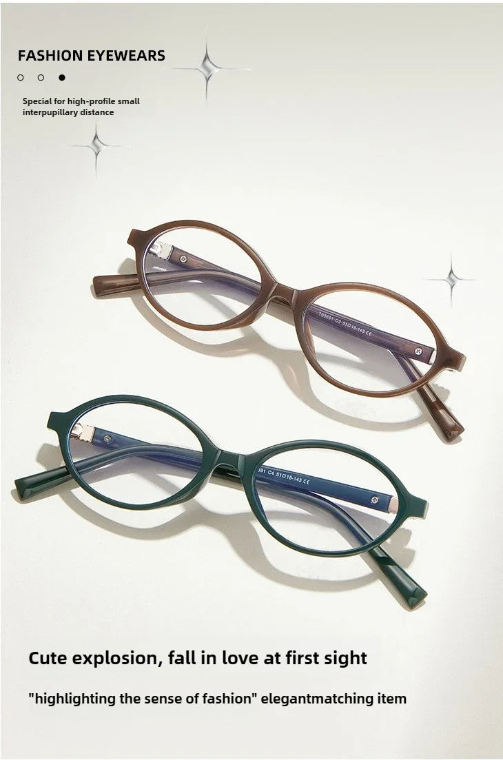 BLMUSA Retro Anti Blue Ray Photochromic Myopia Glasses Women Oval Small Frames Prescription Glasses Pop Classic Reading Glasses