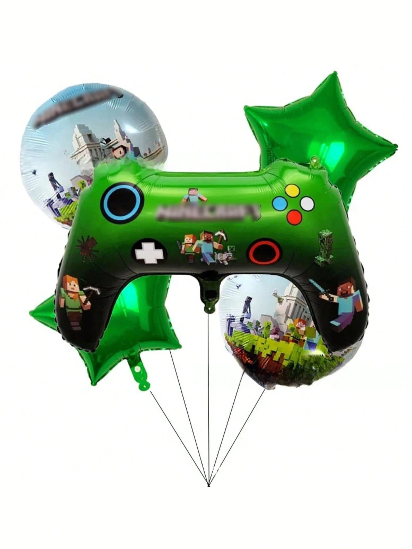 5pcs My World Pixel Video Themed Party Decorations Set，Hanging Banners 、Balloons,Suitable For Birthday、Halloween、Christmas Party