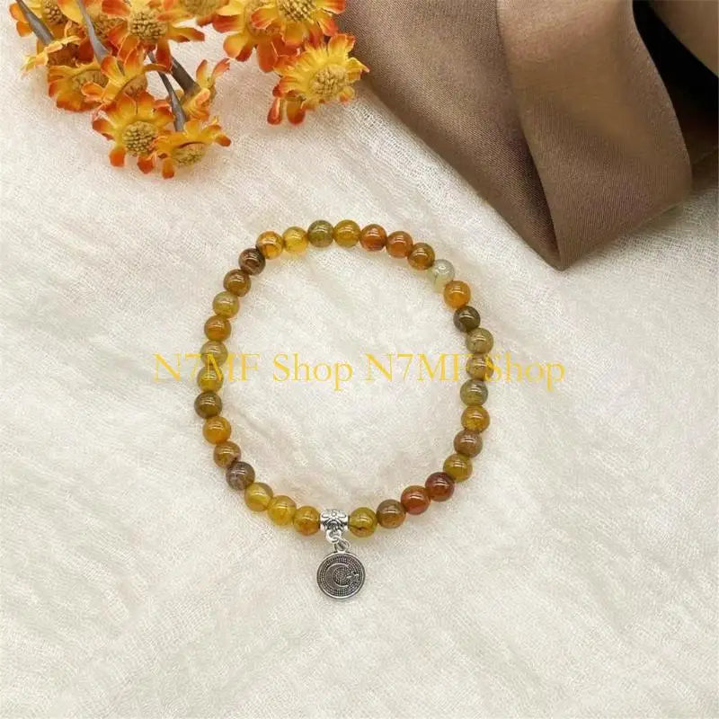 N7MF Unisex Prayer Beads Bracelet 33 Glass Beads Elastic Islamic Rosary Gift