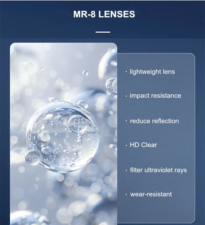 MR-8 Super Tough Optic HD Lenses 1.61 1.67 1.74 Ultra Thin Prescription Glasses Myopia Presbyopia Anti Glare Anti Blue Lens 2pcs