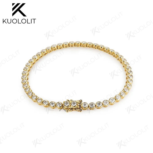 Kuololit 4.3CTW Lab Grown Diamonds Bracelets for Women 18K 14K 10K Solid Gold Tennis Bracelet for Engagement Classic Party Gifts