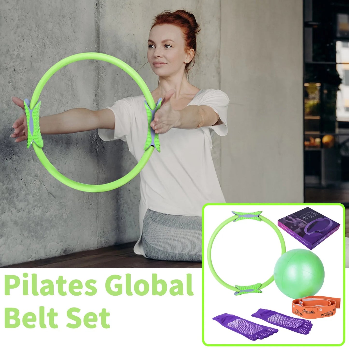 Yoga Pilates Circle Stretching Strap Elastic Resistance Ring Fitness Set Home Exercise Novice Yoga Equipment Accessories