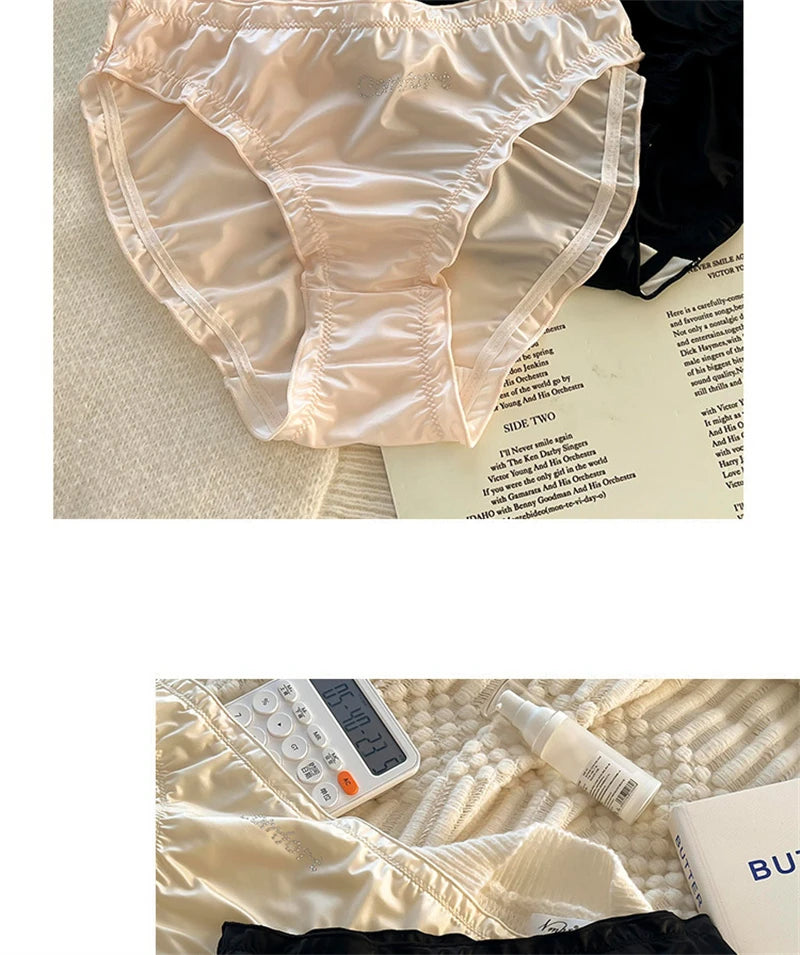 Satin lenceria Cute Sweet Girls' underwear Breathable calzones para mujer Silky smooth ropa interior femenina sexy panties 3XL
