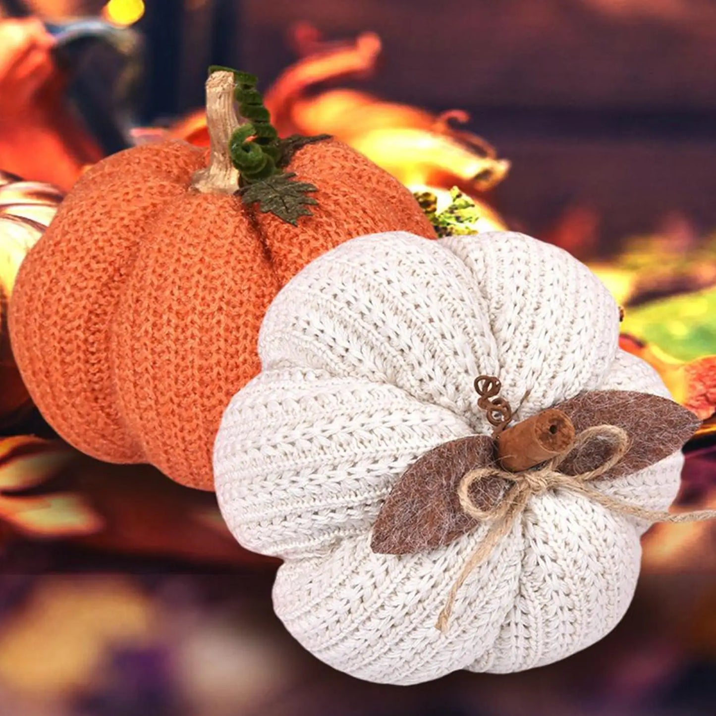 Crochet Pumpkins Handmade Fall Decor Knitted Pumpkin Ornaments for Thanksgiving Halloween Home Table Centerpiece Decorations