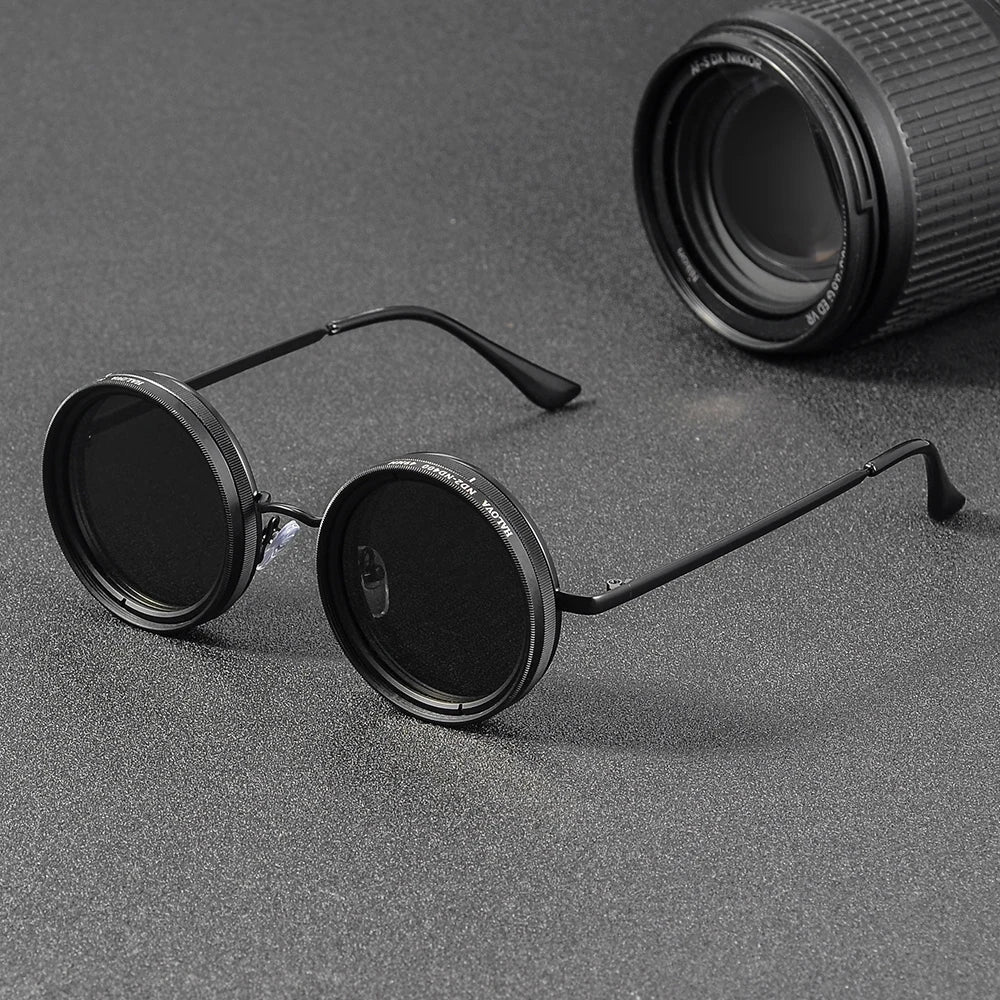 CRIXALIS Adjustable Tint Sunglasses Men 1-9 Gears Round Polarized Glasses Women with ND Filter Lens Beach Shady Fishing Driving