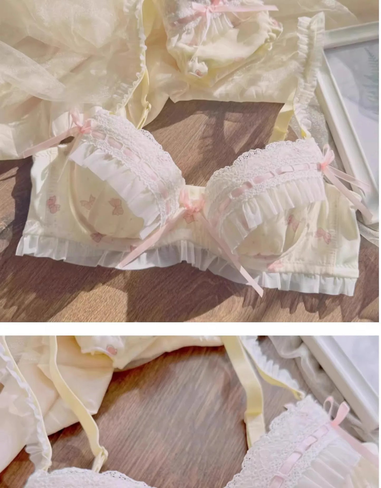 Lolita Women's Bra Set Small Breasts Gathering Up Bra Adjustable Collecting Vice Breasts No Steel Ring Bra Set