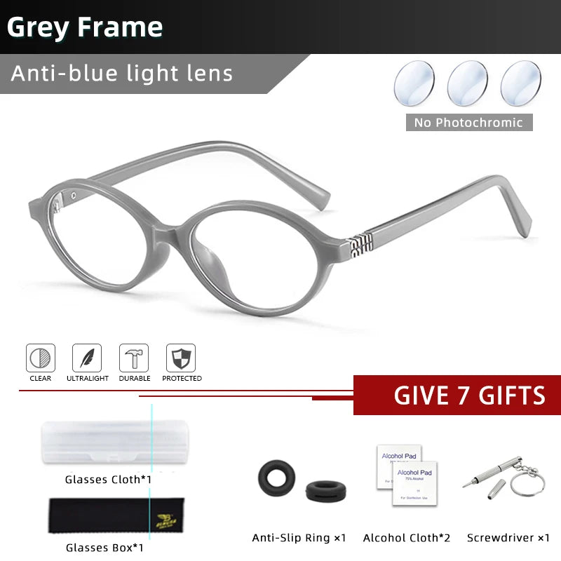 BLMUSA Retro Anti Blue Ray Photochromic Myopia Glasses Women Oval Small Frames Prescription Glasses Pop Classic Reading Glasses