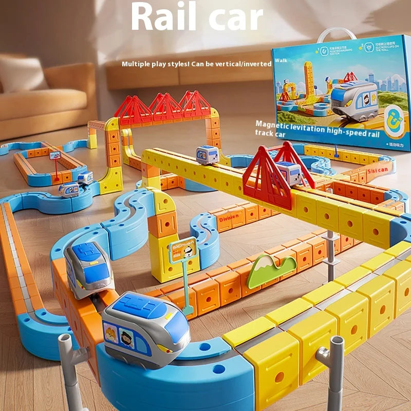 2025 New Magnetic Car STEM Racing Car Railtrack Set Montessori Motorized Train & Gravity Maze Toy For Kids Christmas Gift