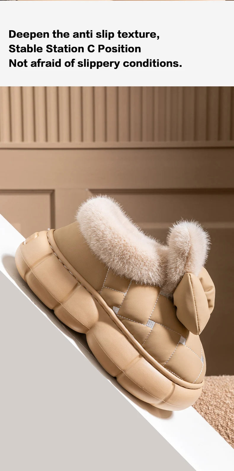 Thick soled bag with cotton slippers, women's winter new fashion bow with plush warm and waterproof snow boots for outdoor wear