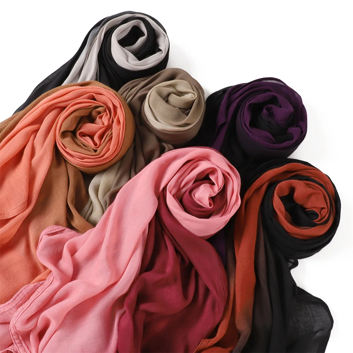 90*185cm Big Size Women Gradient Color Cotton Rayon Hijab Scarf Lady High Quality Wraps Shawls Muslim Headband Islamic Scarves