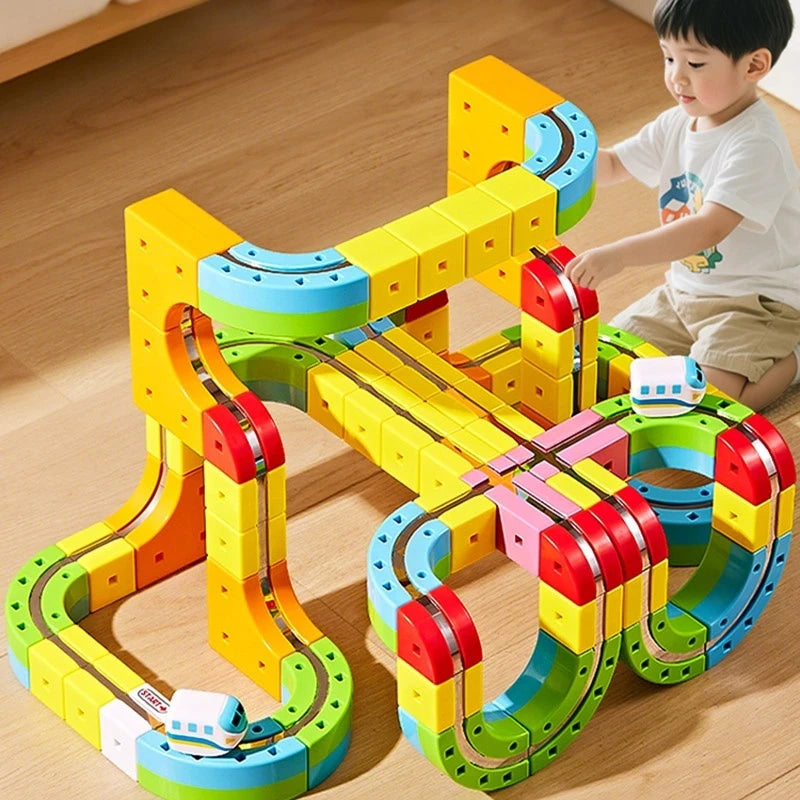 2025 Latest Educational Toys 59/118pcs Assembly Magic Track Train Set Children'S Toys Non-Remote Control Rail Car Gift Box
