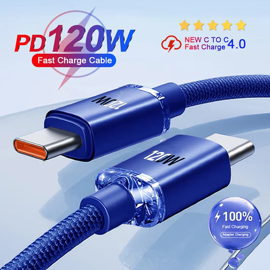 120W USB C To Type C Cable PD Cable Fast Charging For iPhone16 15 Xiaomi Oneplus Huawei Realme Mobile Phone High Speed Data Cord