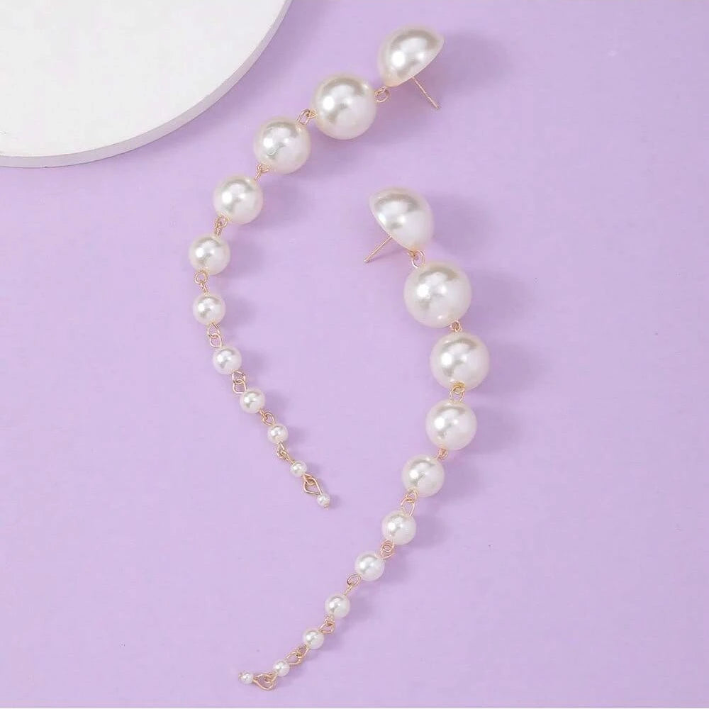 Long Dangling Earrings Women 2024 Trend Elegant Imitation Pearl Tassel Earrings Wedding Party Jewelry Accessories