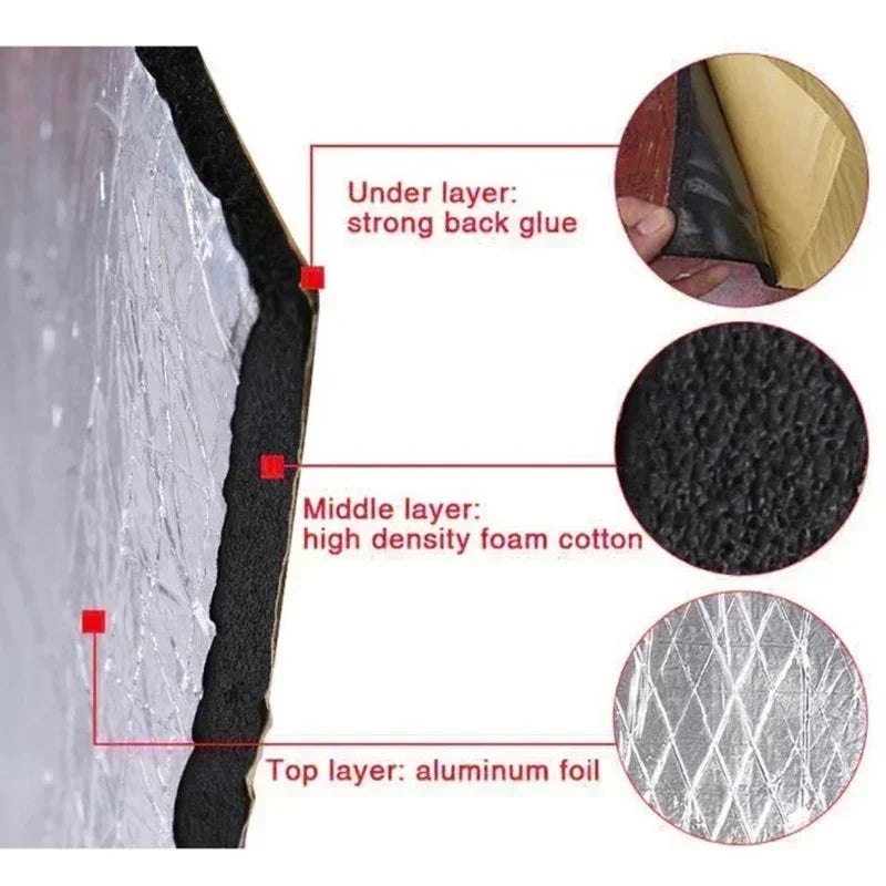 Car Sound Deadening Mat 5mm 10mm Heat Noise Insulation Pad 2000x500mm 250x400mm Hood Roof Door Wall Acoustic Foam Accessory