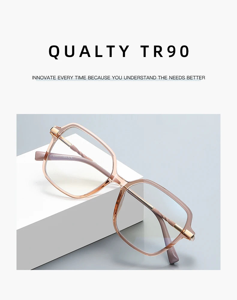 CLLOIO Premium Polygonal Customized Reading Glasses Women's Fashion Myopia Glasses Blue Light Blocking Prescription Eyeglasses