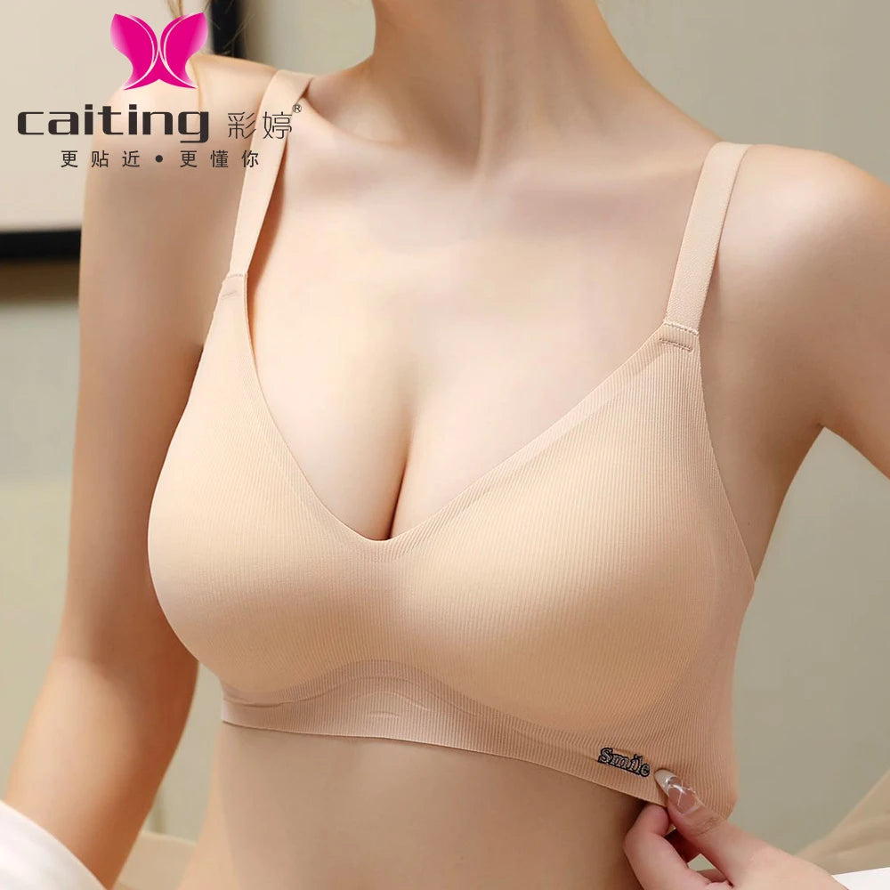 CAITING Beautiful Back Latex Cup Bra Soft Support Strips Skin-friendly Underwear For Women With Small Breasts