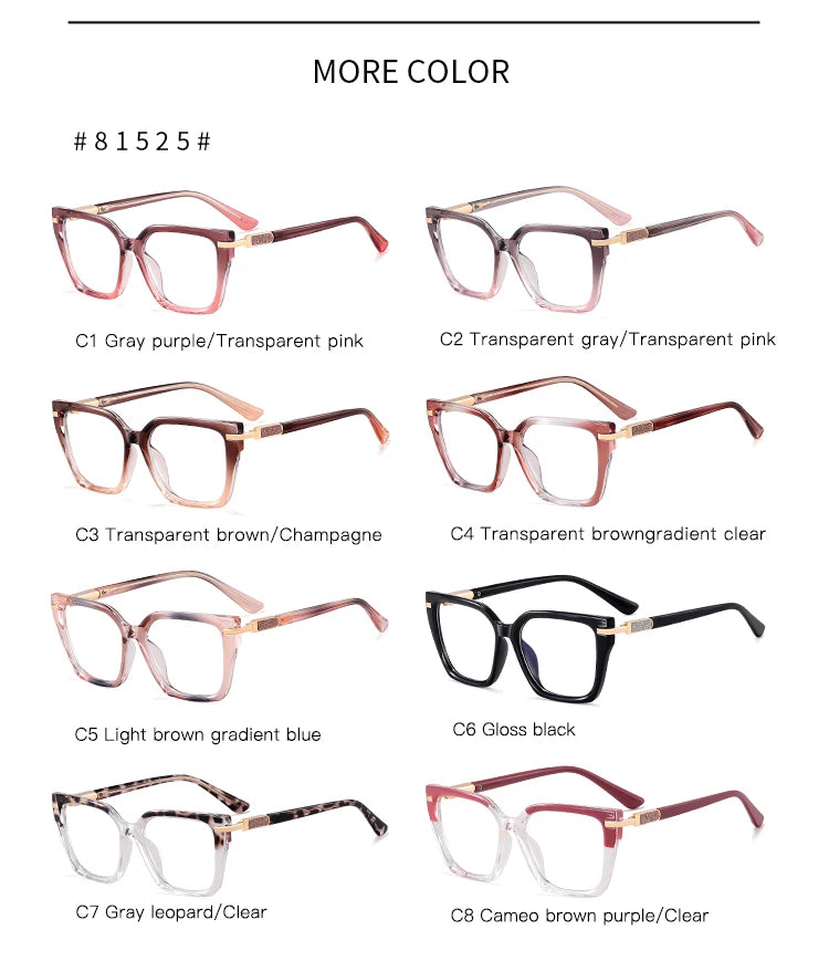 JMISUS Lightweight TR90 Butterfly Prescription Progressive Glasses Women Anti Blue Light Photochromic Square Optical Eyeglass