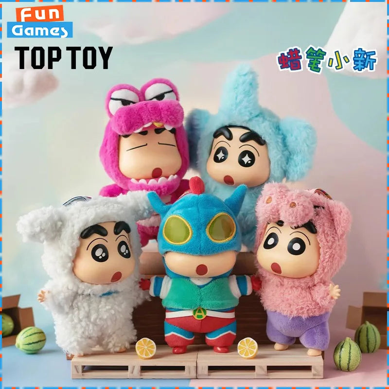 TOP TOY Crayon Shinchan Dressing Party Series Mystery Box Vinyl Wool Anime Figure Custom Collectible Toy Ornament Birthday Gift