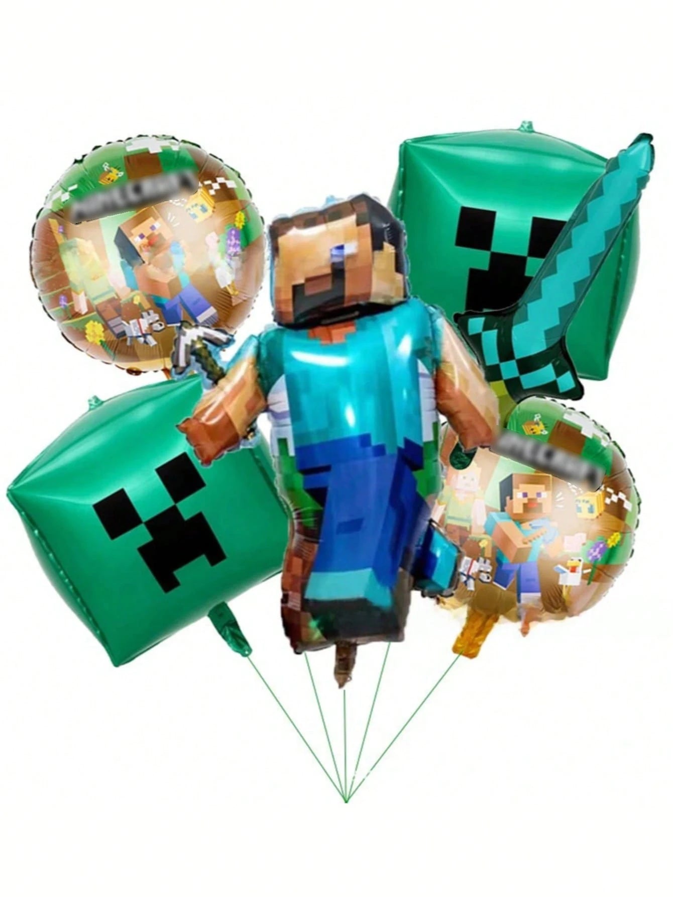 5pcs My World Pixel Video Themed Party Decorations Set，Hanging Banners 、Balloons,Suitable For Birthday、Halloween、Christmas Party