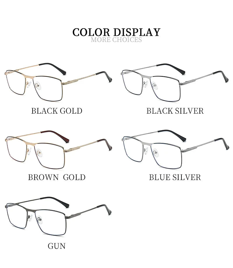 JMISUS 2025 Fashion Alloy Square Prescription Glasses Man Anti-Blue Light/Photochromic Myopia Eyewear Optical Eyeglasses