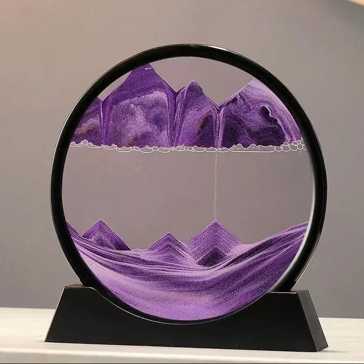 3D Hourglass Quicksand Moving Sand Art Picture Round Glass Deep Sea Sandscape Craft Flowing Painting Home Office Work Decor