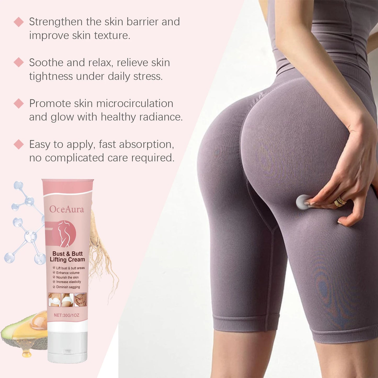 OceAura Hip & Chest Care Cream Moisturizing Firming Smooth Body Nourishing Cream for Breast And Hip Skin Care