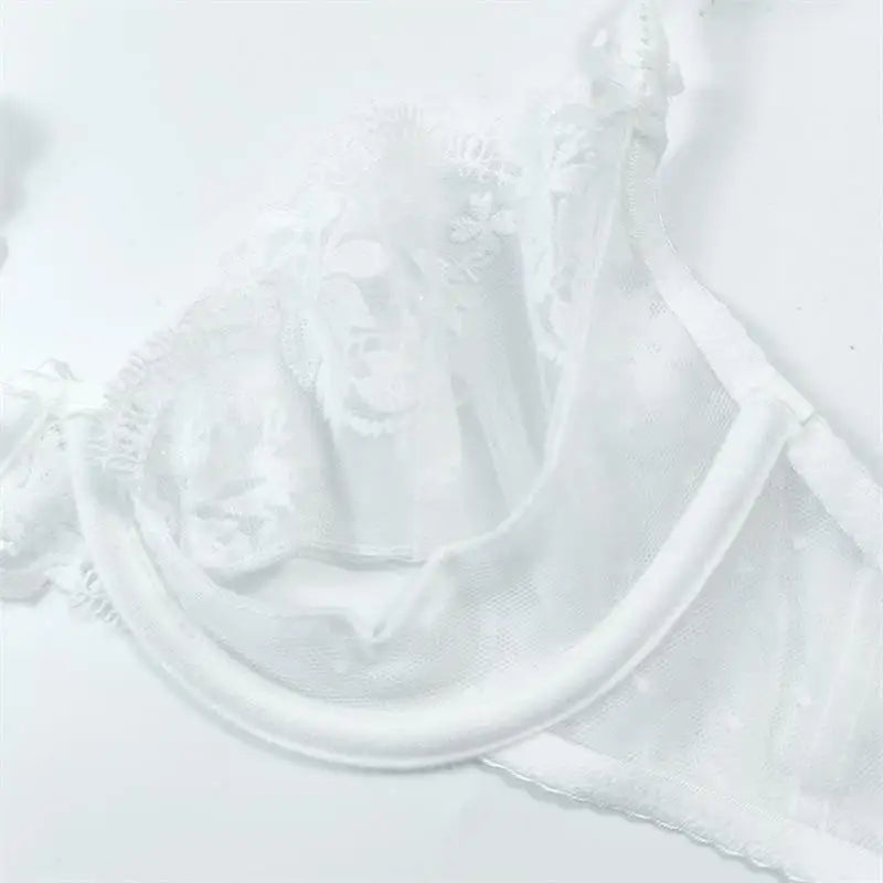 French Sexy Bra & Brief Set Lingerie Ultra-Thin See-Through Sexy Floral Lace Underwire Set Large Breasts Show Small Anti-Sag Bra