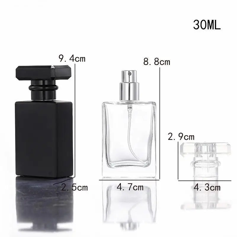 30ml 50ml 100ml Travel Pocket Glass Spray Bottles Transparent Black Perfume Containers Empty Mist Spray Bottle