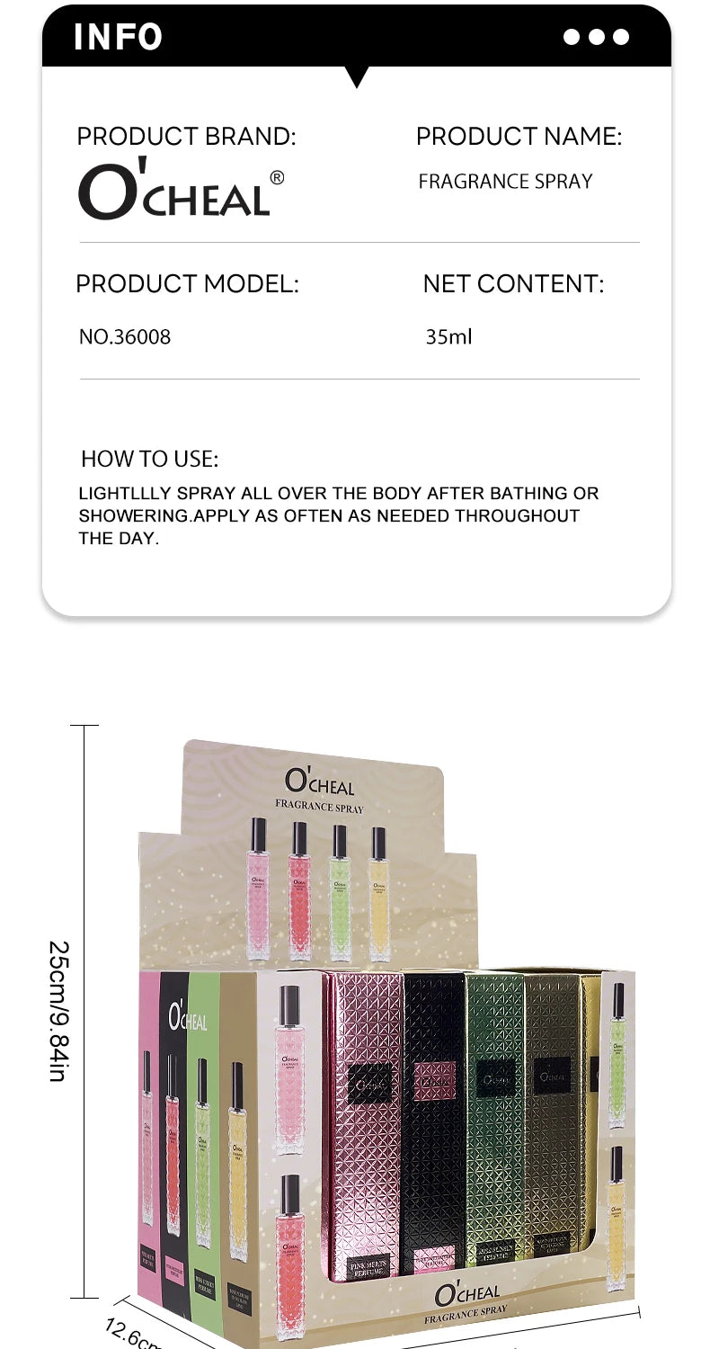 O'CHEAL 35ml Fragrance Spray Perfume Long-lasting Body Spray Men Charm Perfume Fragrance Lasting Pheromones Attract Women Unisex